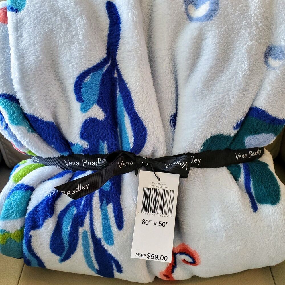 VERA BRADLEY Throw Blanket Seascape Nautical 80 X 50 Super Soft New